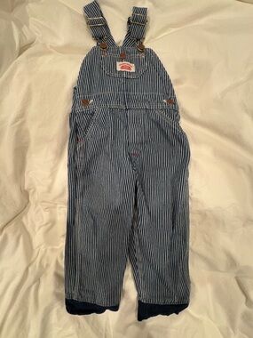 Vintage Round House Children's Blue Stripe Overalls - 3T